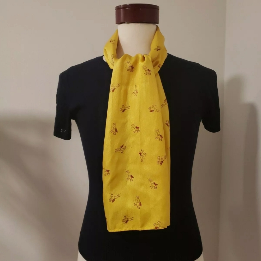 Joules Accessories Oblong Yellow Silk Twill Equestrian Scarf